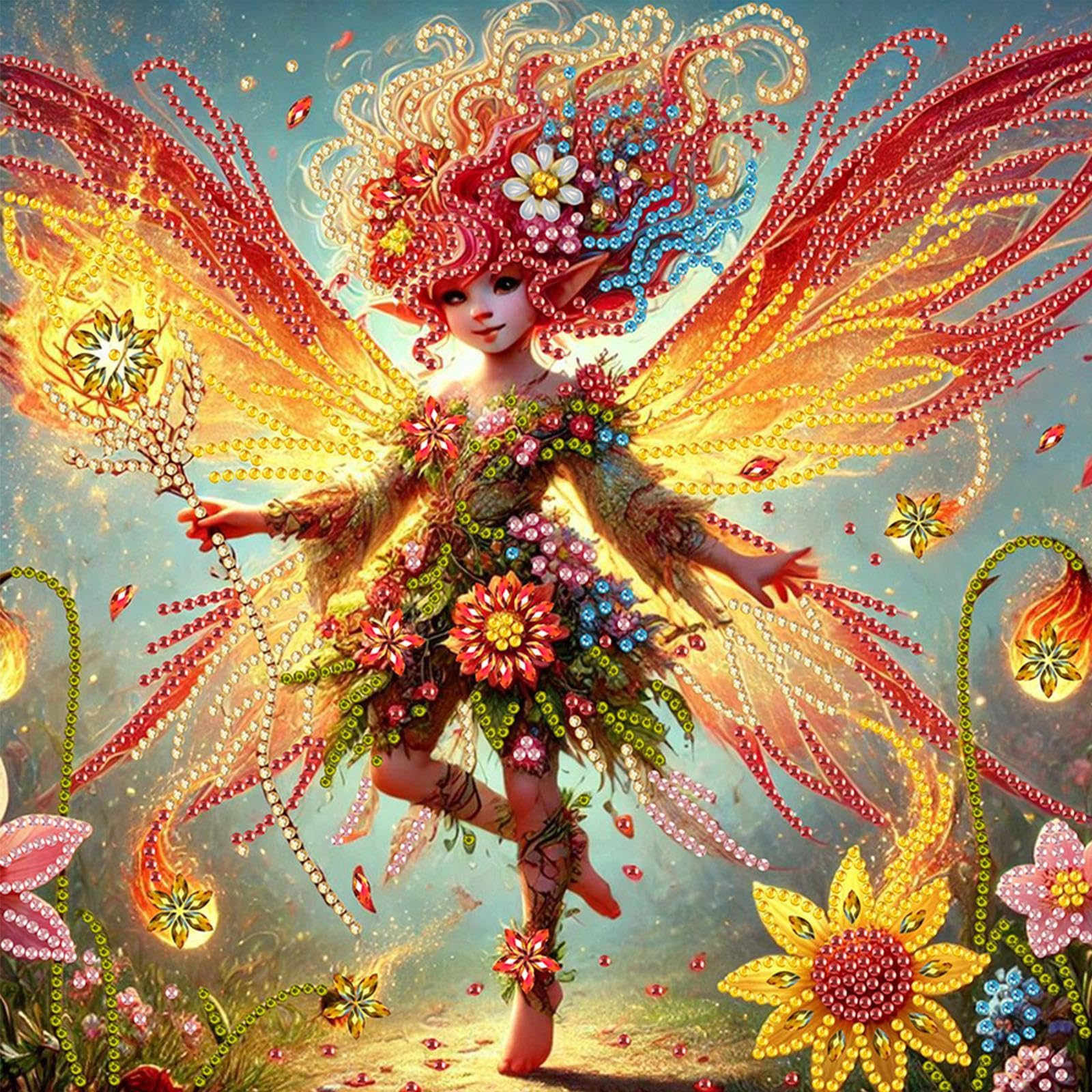 5D Special Shape Diamond Art Painting Kits for Adults – Crystal Rhinestone DIY Craft, Diamond Mosaic Kit for Beginners, Wall Decor Gift 11.8x11.8 Inch(Fairy)