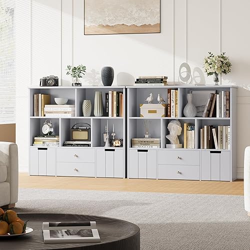 Miniatura 4 de FOTOSOK Organizador de almacenamiento de juguetes con 4 cajones, organizadores de juguetes y almacenamiento con ruedas ocultas y 5 cubos de