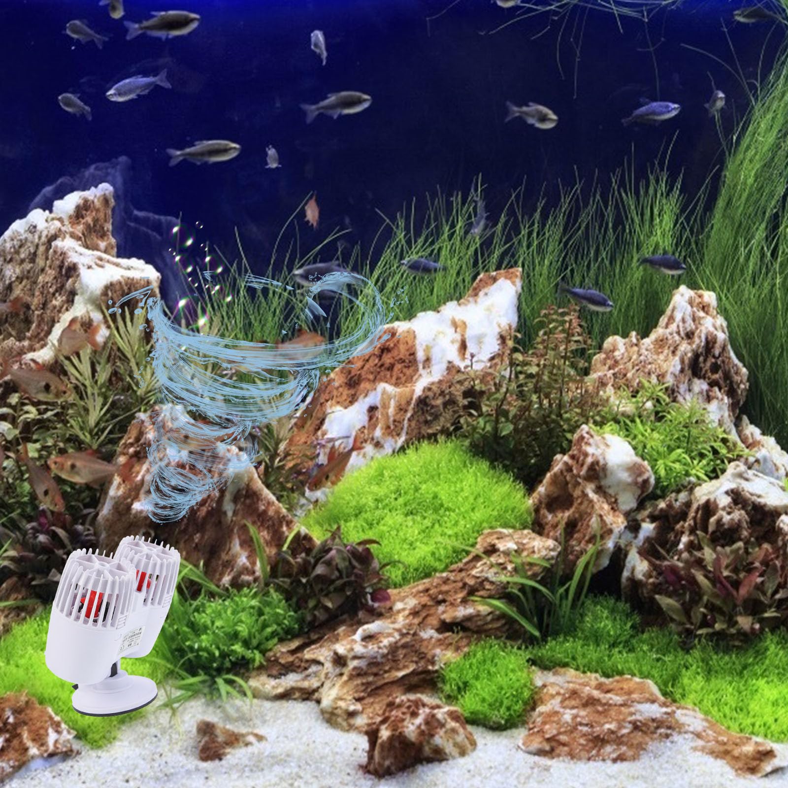 Aquarium Wellenpumpe Kunststoff Leise Aquarien Reinigungspumpe mit Dichtem Filter Propellerdesign 15000l/h Durchfluss für Fischbecken und Fische