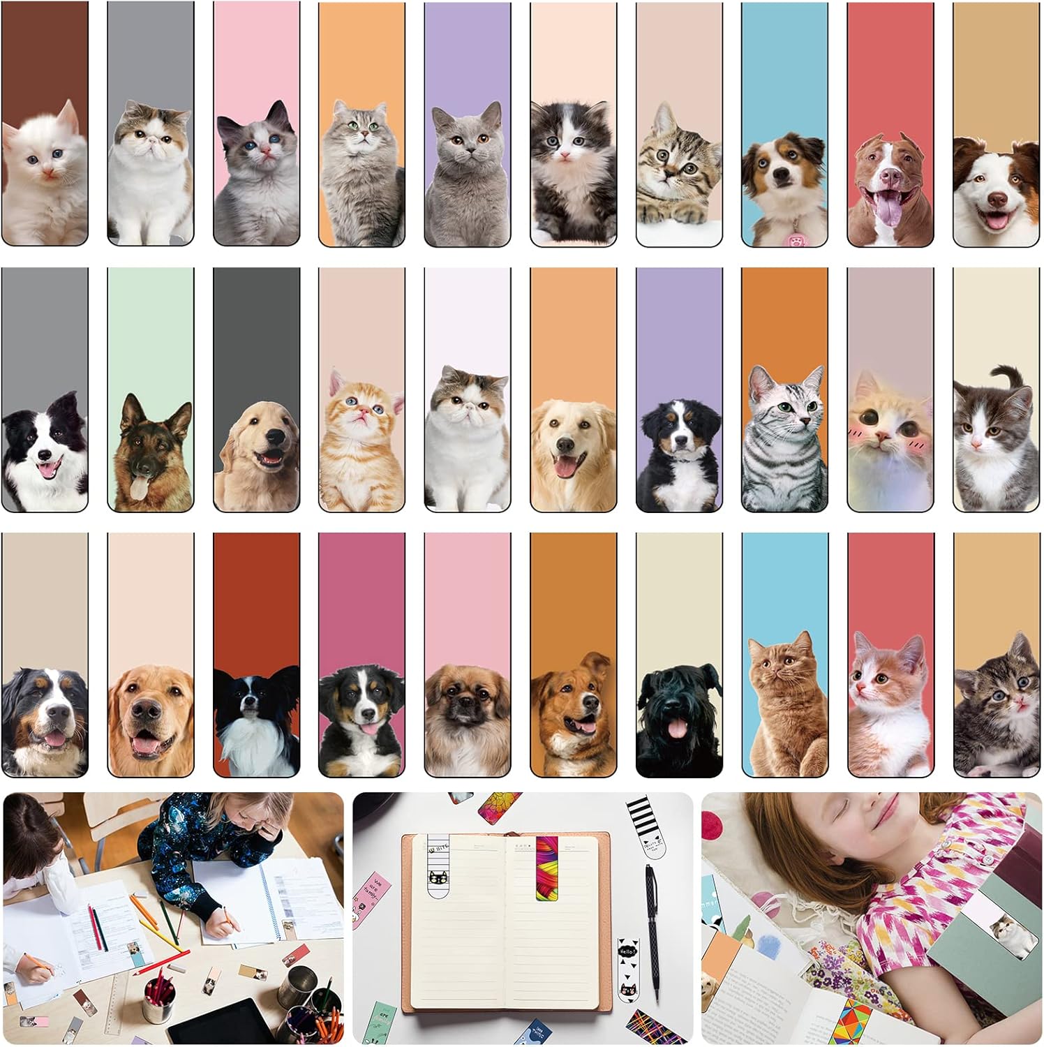 12 Magnetische Lesezeichen Für Kinder - Bunte Bookmarks Mit Süßen Motiven