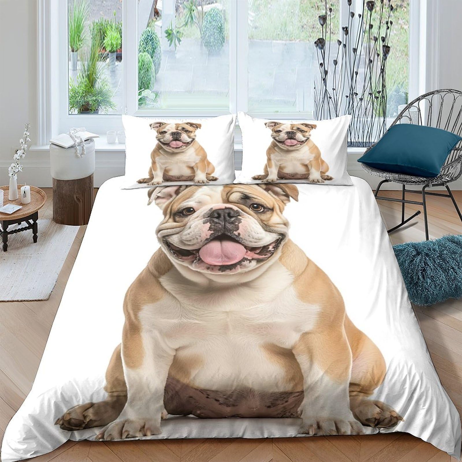 Ctjqhvkz Style-5 3D Printed Bulldog Cartoon Fitted Sheet Microfiber Soft Bed Cover For Bedroom Guest Room Mattress Protector White Single（135X200cm）