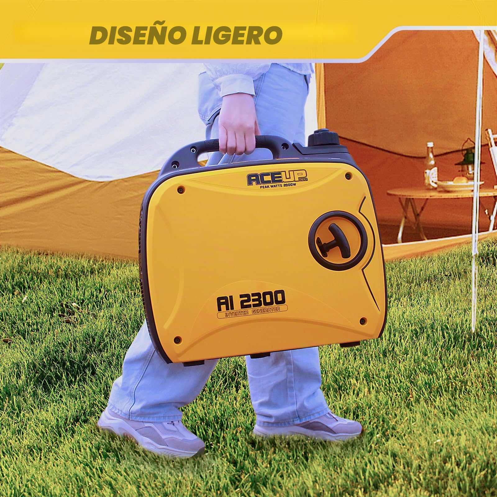 Aceup Energy - Generador eléctrico a gasolina con toma de corriente de 230 V, 2000 W