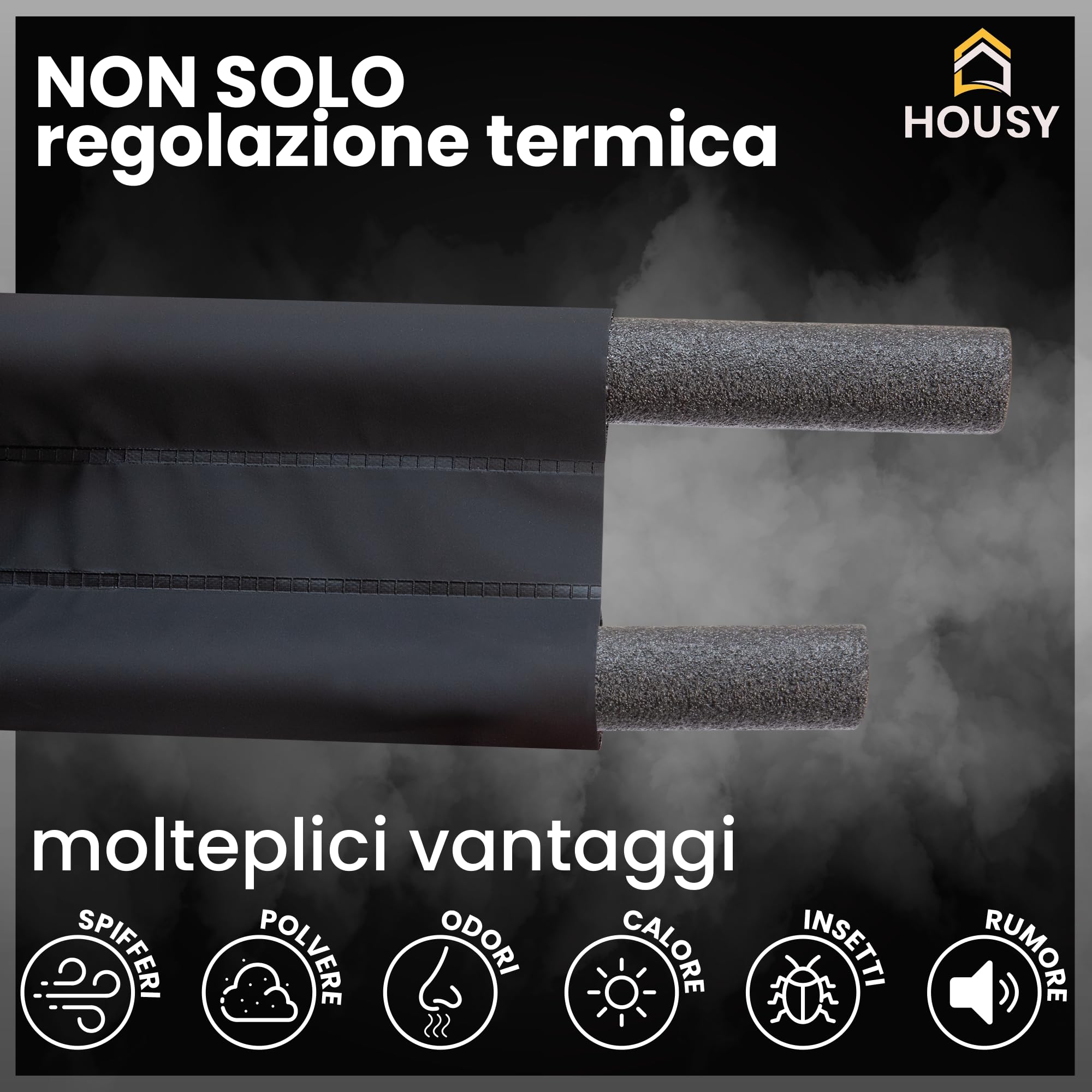 HOUSY Paraspifferi Sottoporta Blindata o Ingresso fino a 10cm di Spessore - Lunghezza Salsicciotto 90cm (Per porte con spessore di 10 cm)