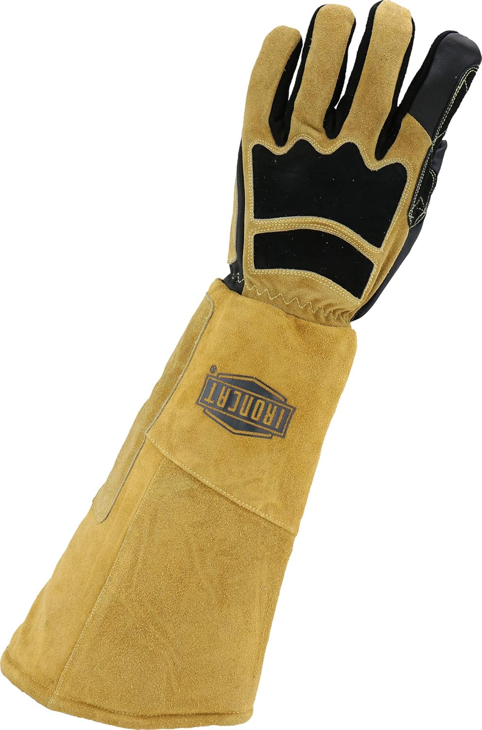 Ironcat Premium Grade Top Grain Goatskin Welder's Glove, Cotton/Foam Lining, Climax Aerogel Insulation, 22" Length, Tan/Black