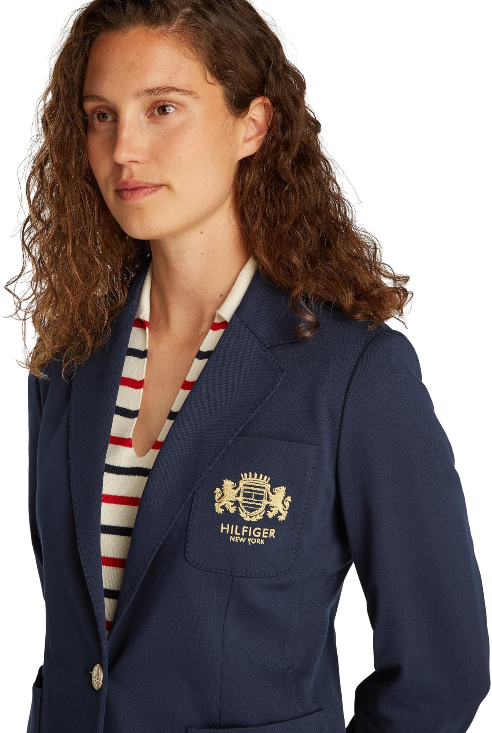 TOMMY HILFIGER DZIANINOWA PIQUE SLIM SB BLAZER WW0WW44744 Kobiety Knitted Pique Slim Sb Blazer Ww0ww44744