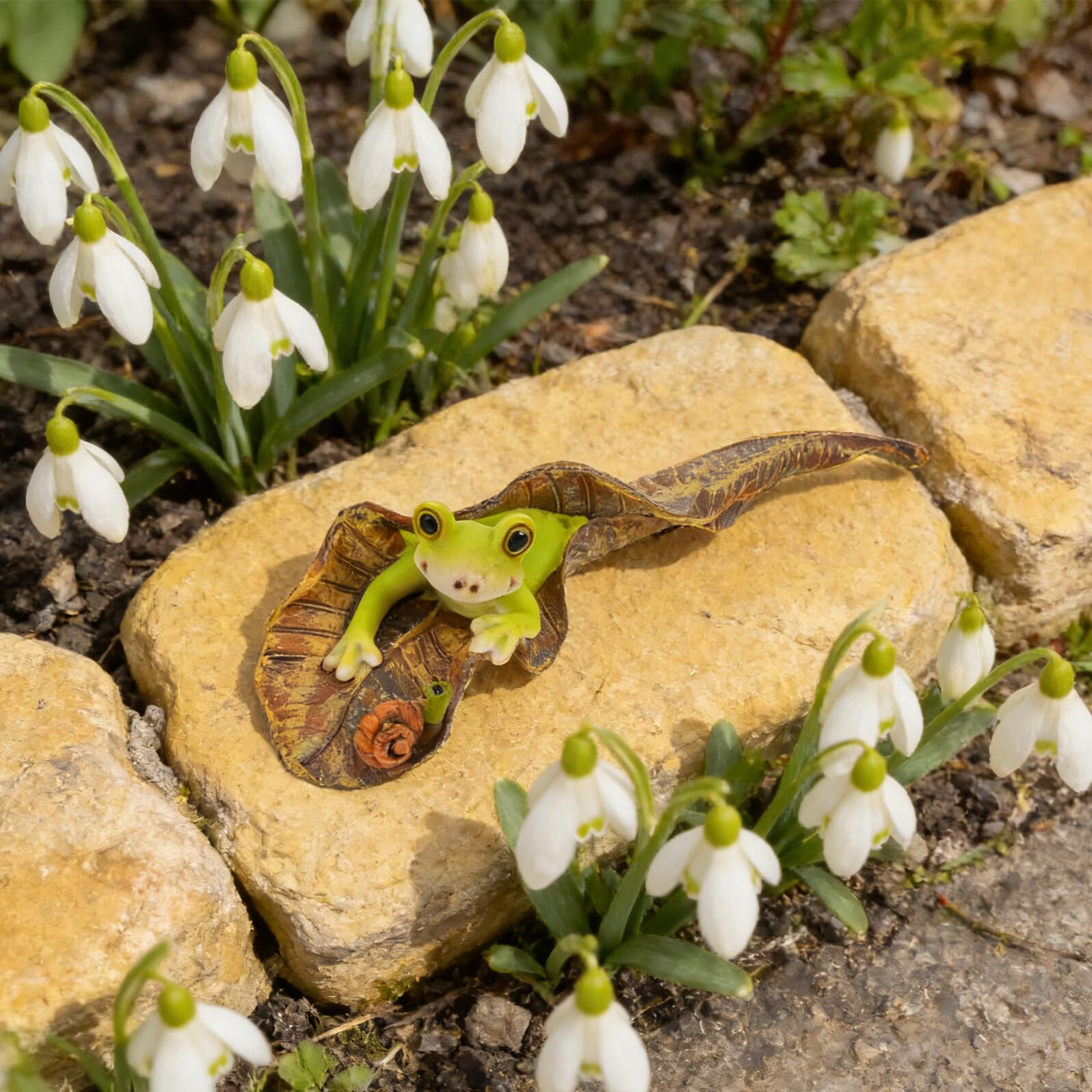 3 Stück Wetterfeste Gartenskulptur aus Kunstharz Frosch Gartenfigur mit Einzigartigem Künstlerischem Design und Einfacher Installation für Balkon und Schreibtisch