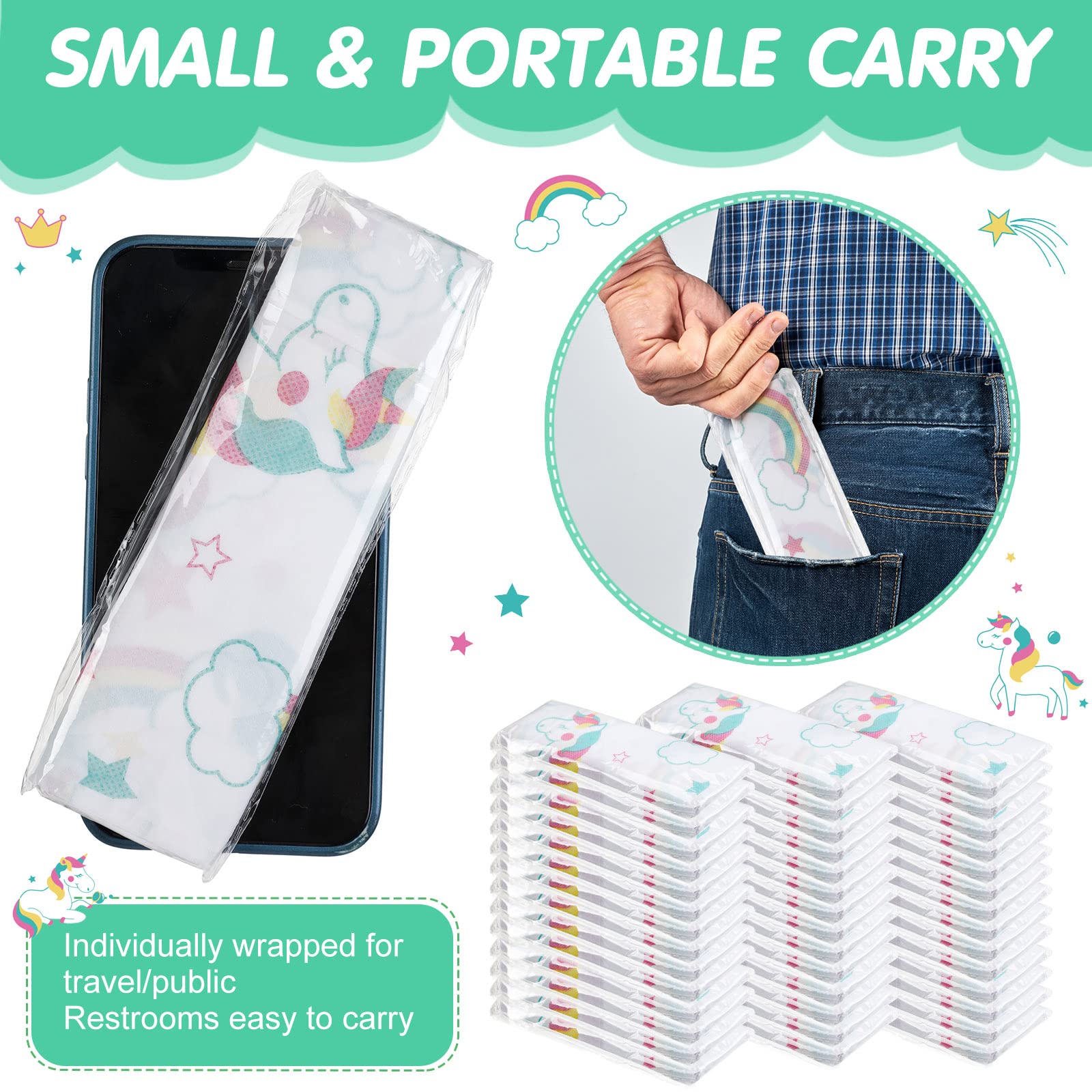 Paquete de 50 fundas desechables para asiento de inodoro extragrandes, envueltas individualmente para niños y adultos, portátiles, antideslizantes, impermeables, para niños pequeños, entrenamiento