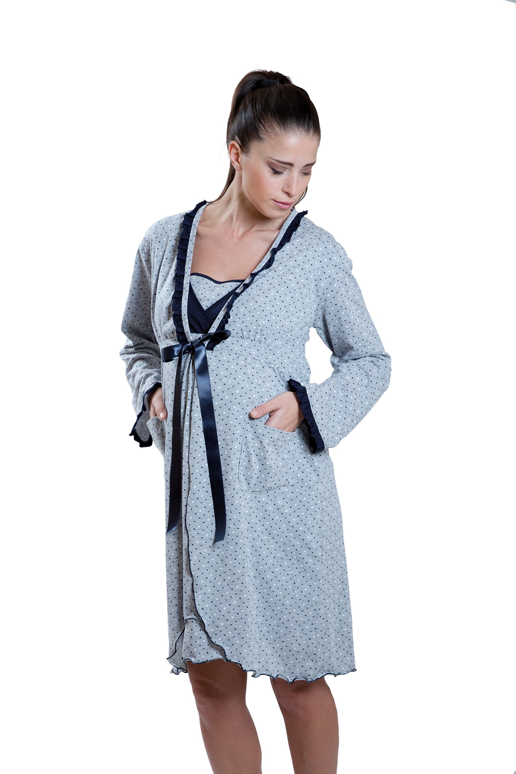 Robe de chambre maternité Premamy en coton jersey avec nœud pré-post partum - 3