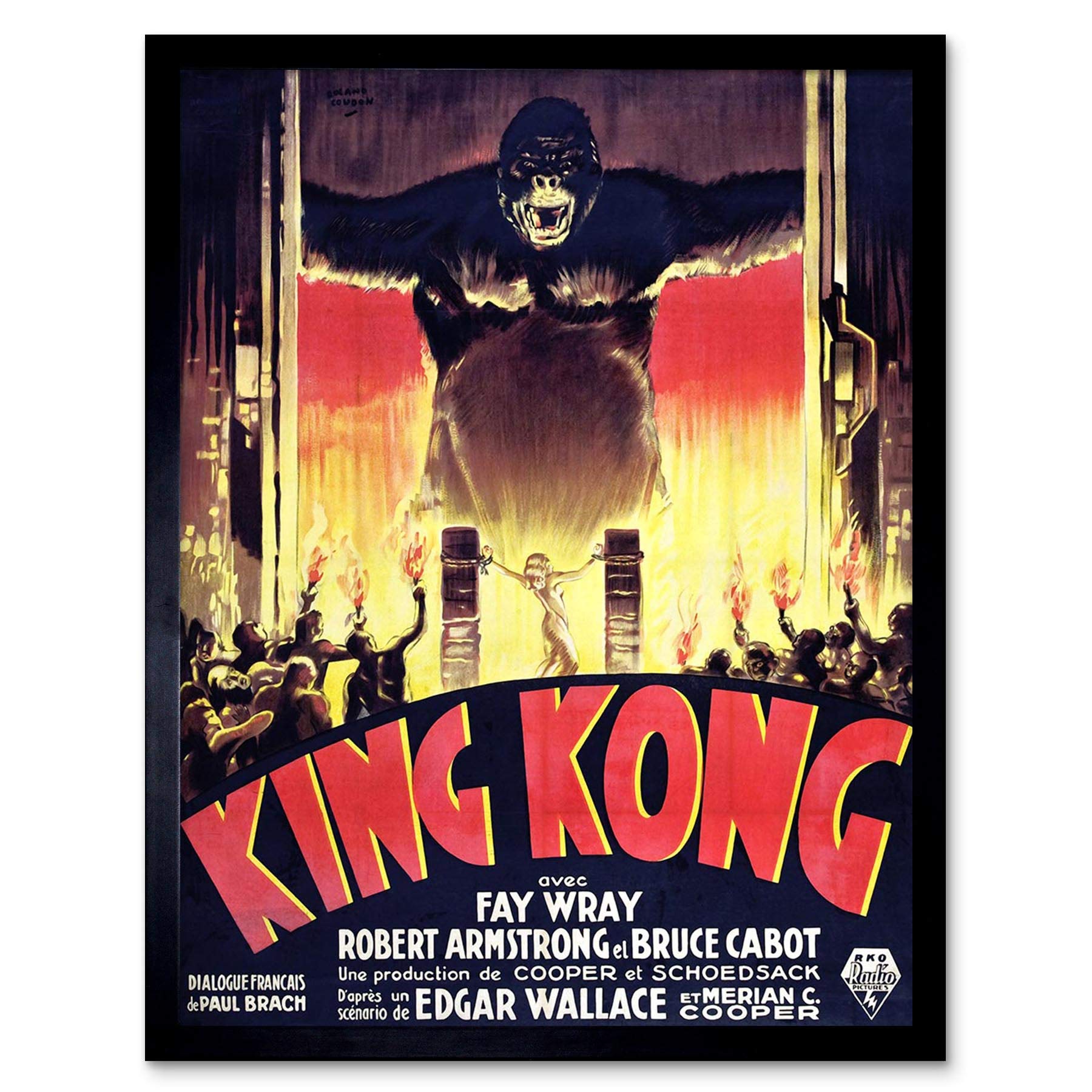 Wee Blue Coo Film King Kong Horror Monster Art Print Framed Poster Wall Decor 12X16 Inch
