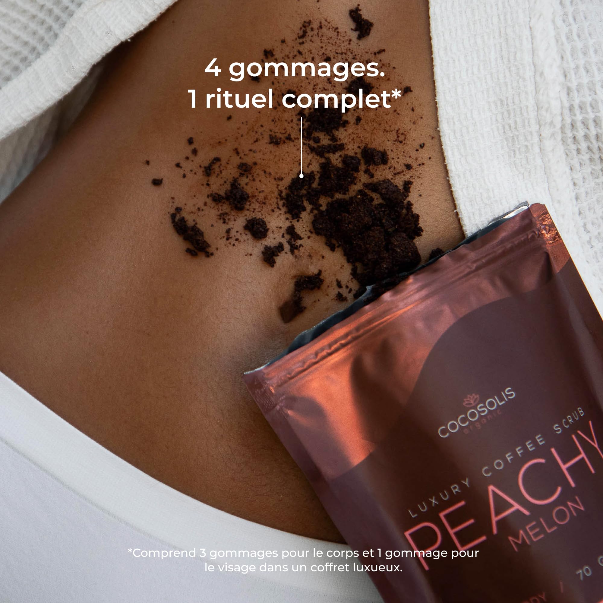 COCOSOLIS Set Gommage Café aux Huiles Essentielles Naturelles pour Femme, Vanille, 280 g, 1 Unité
