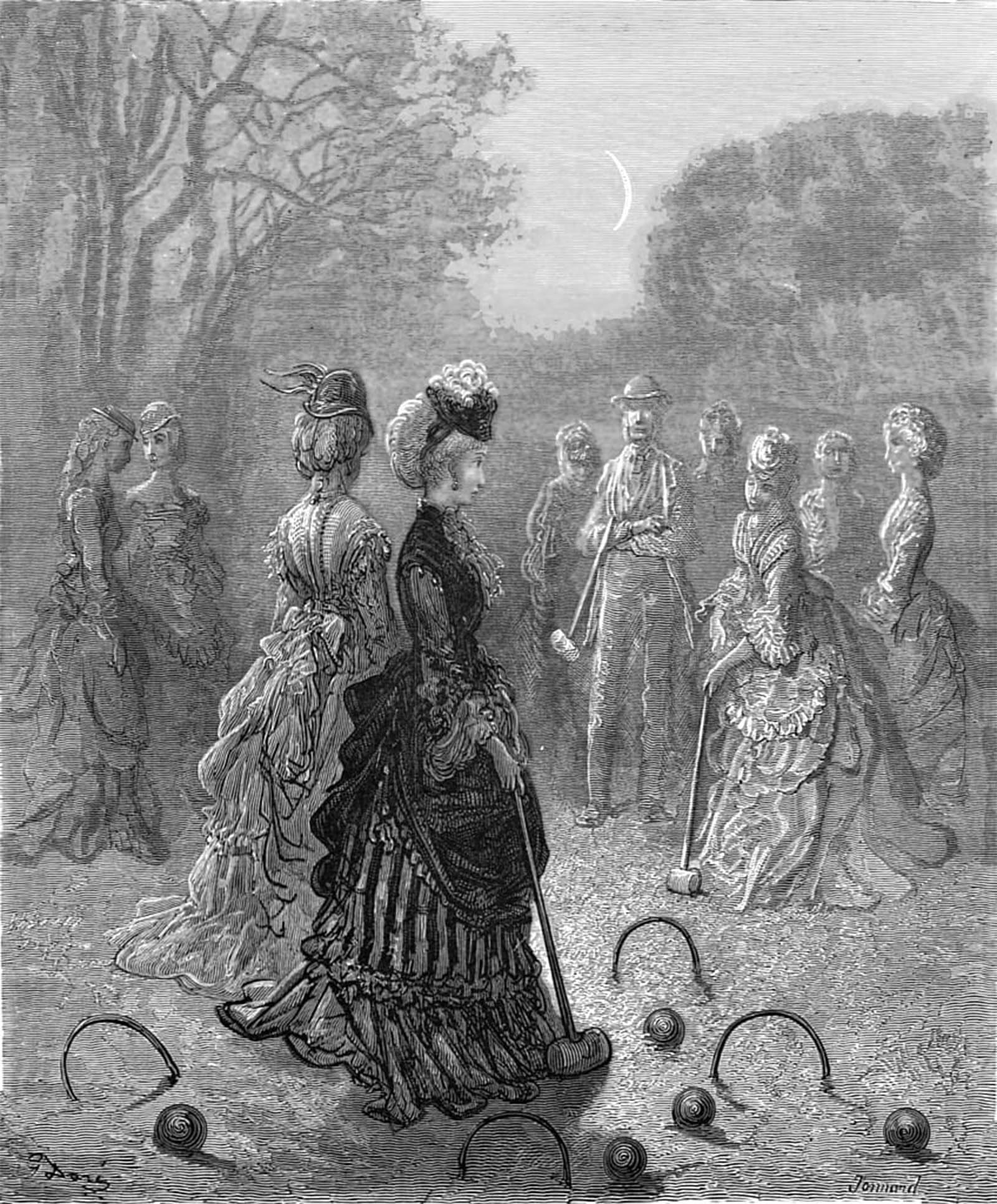 HRJUBWREE Oil Painting Prints on Canvas Painting Picture Croquet by Gustave Dore Artwork Canvas Prints for Office Decor 60x90cm
