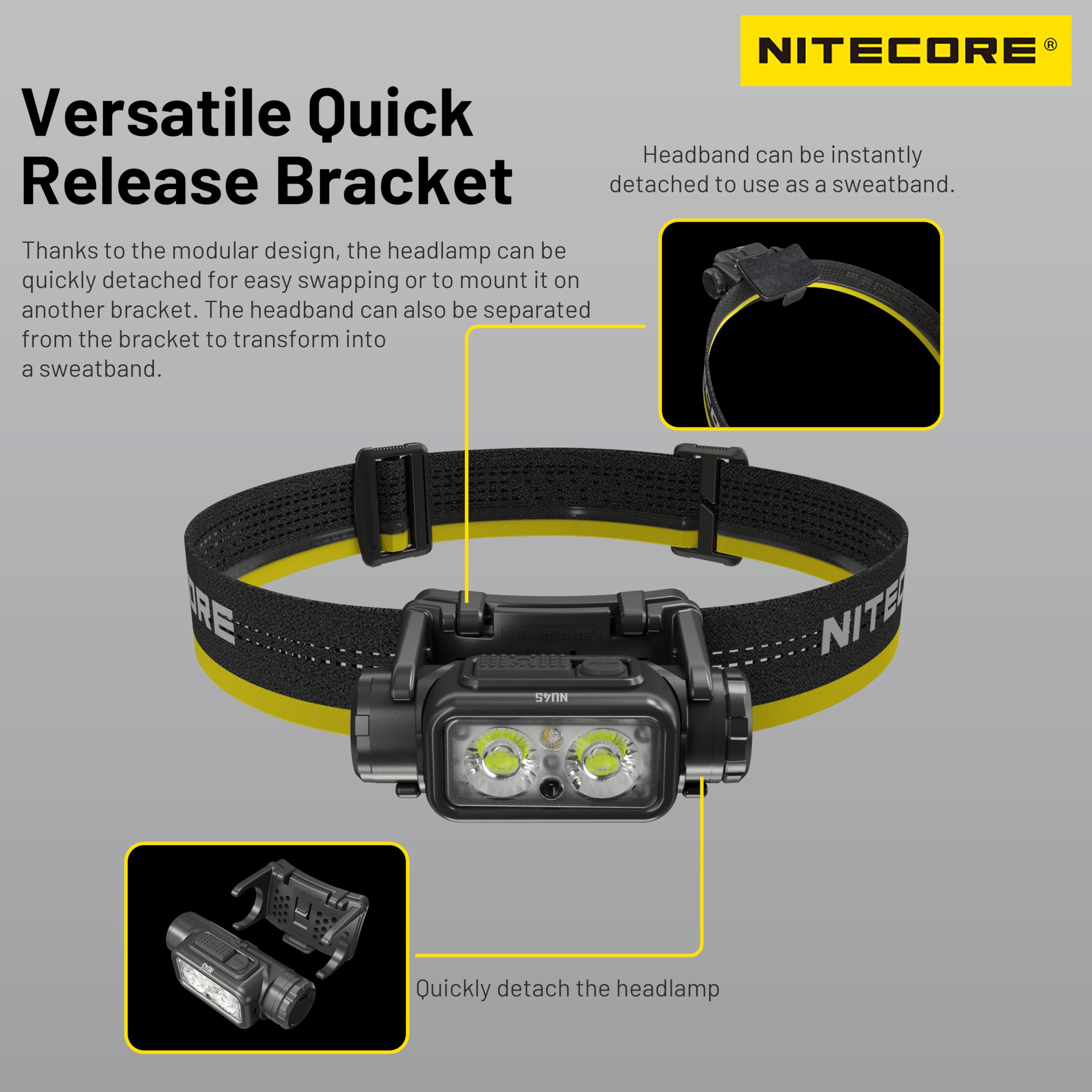Nitecore NU45 linterna frontal de 1700 lúmenes ligera con batería de 4000mAh recargable por USB-C