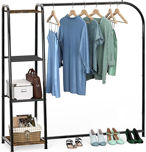 Simple Houseware Perchero de ropa con estantes, negro