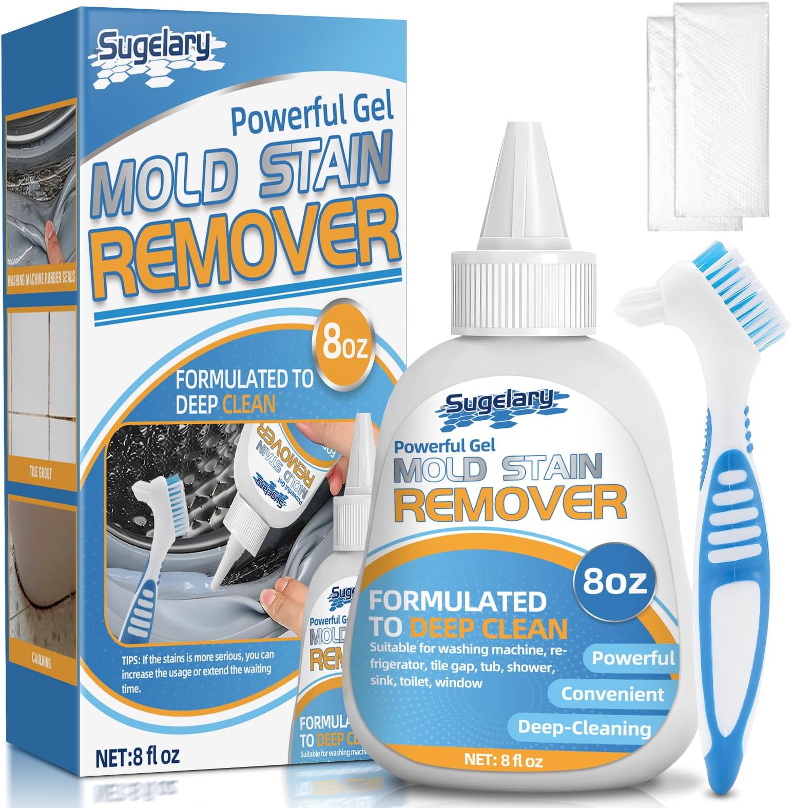Mold Stain Cleaner Gel, 8 Fl oz All-Purpose Gel for Home Use on Washing Machine Gasket, Bathroom Grout, Sink, Shower, Caulk, and Front Loader Seal