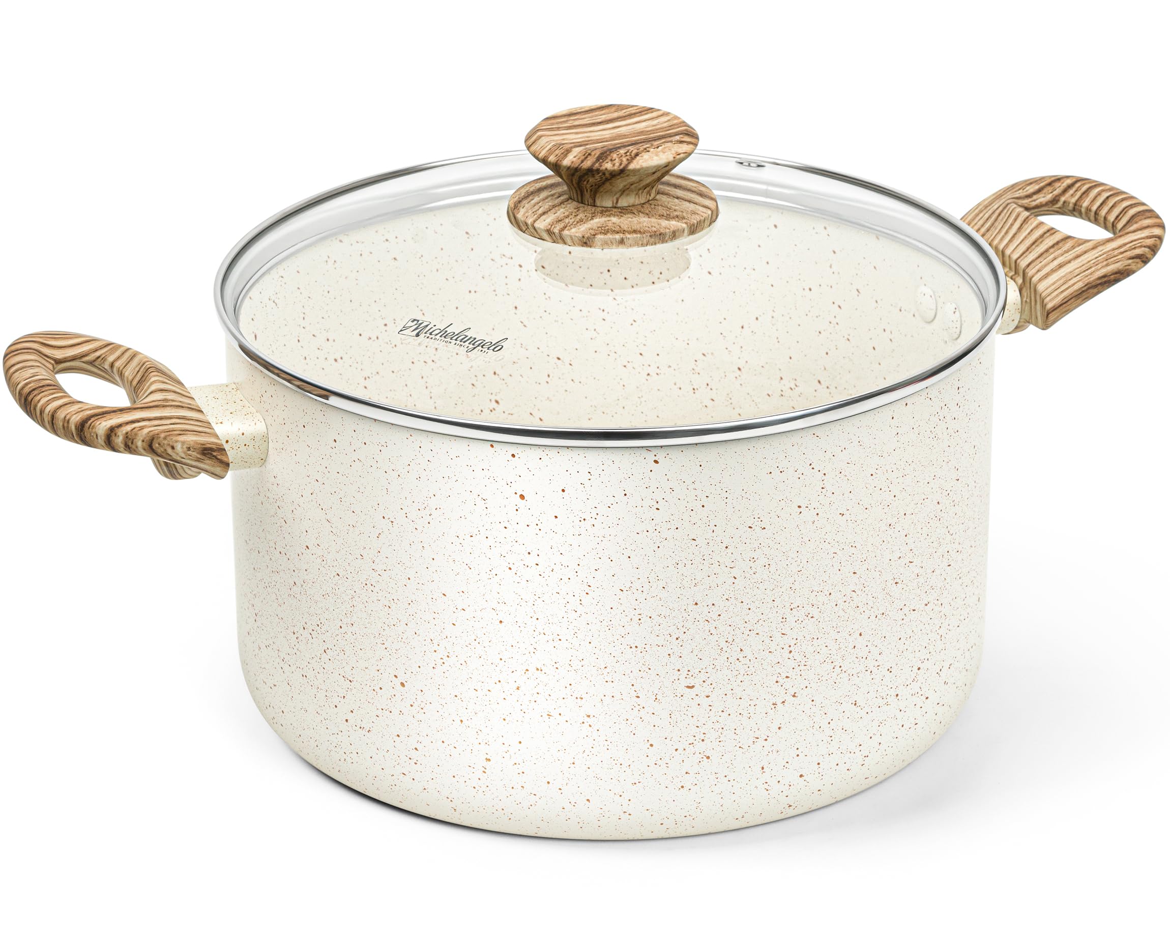 MICHELANGELO Olla de sopa de 6 cuartos de galón con tapa, ollas antiadherentes con revestimiento de granito, ollas de cocina no tóxicas para todas las estufas, con asas que se mantienen frías