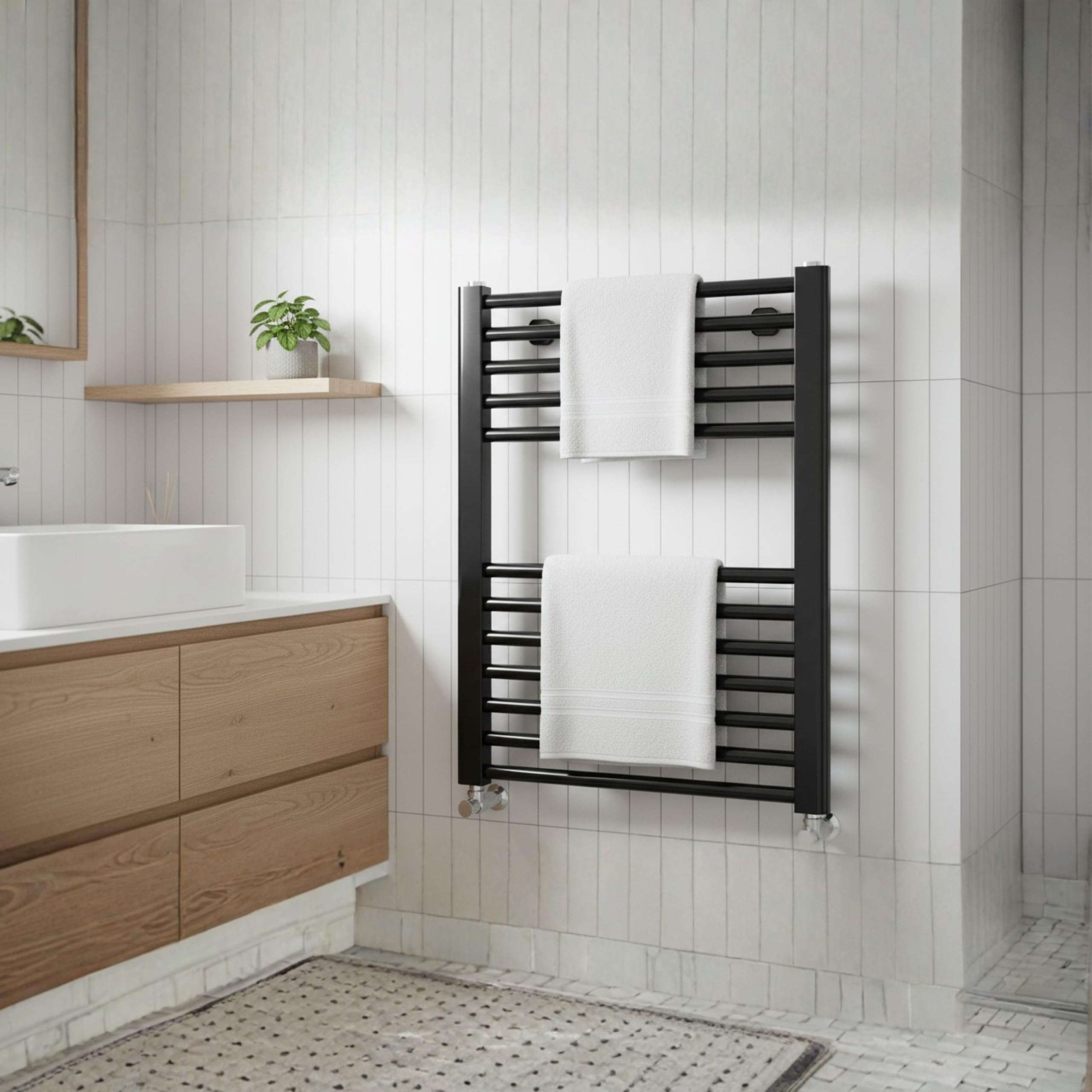 Grzejnik łazienkowy LUXRAD Basic G 628 x 500 mm czarny mat str. ZD 286W