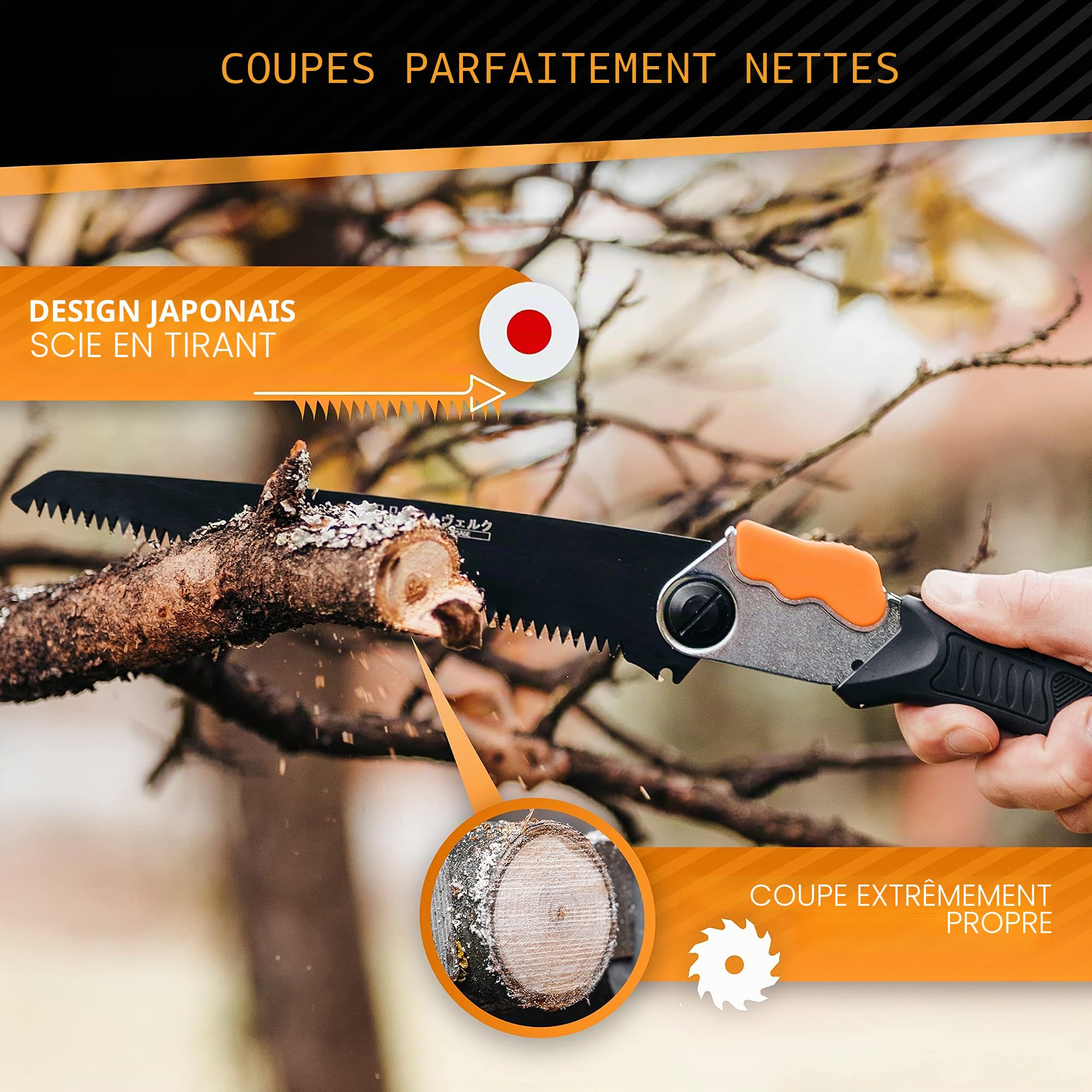 HARDTWERK Scie d'élagage pliante Alpha avec verrouillage de sécurité (210 mm) - Outil polyvalent pour le jardin