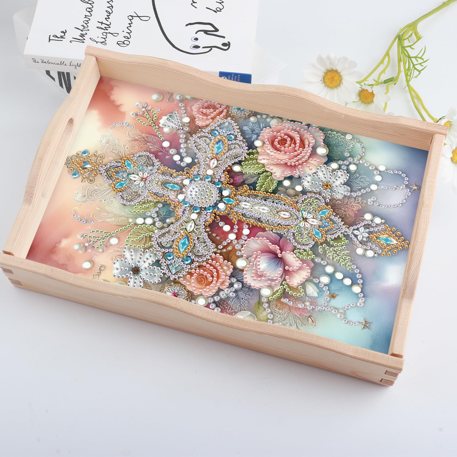 Plateau De Service DIY Pour Peinture Diamant - 30x20 Cm - Design Noël - Pour Rangement Perles Et Outils
