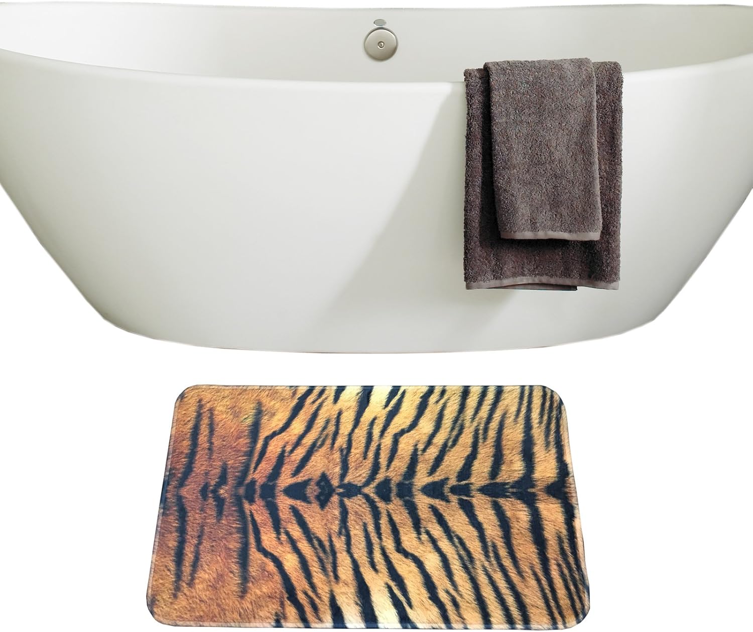 Tiger Animal Pattern Bath Mat Set 3 Piece Bathroom Mat Rug Lid Toilet Cover (Tiger)