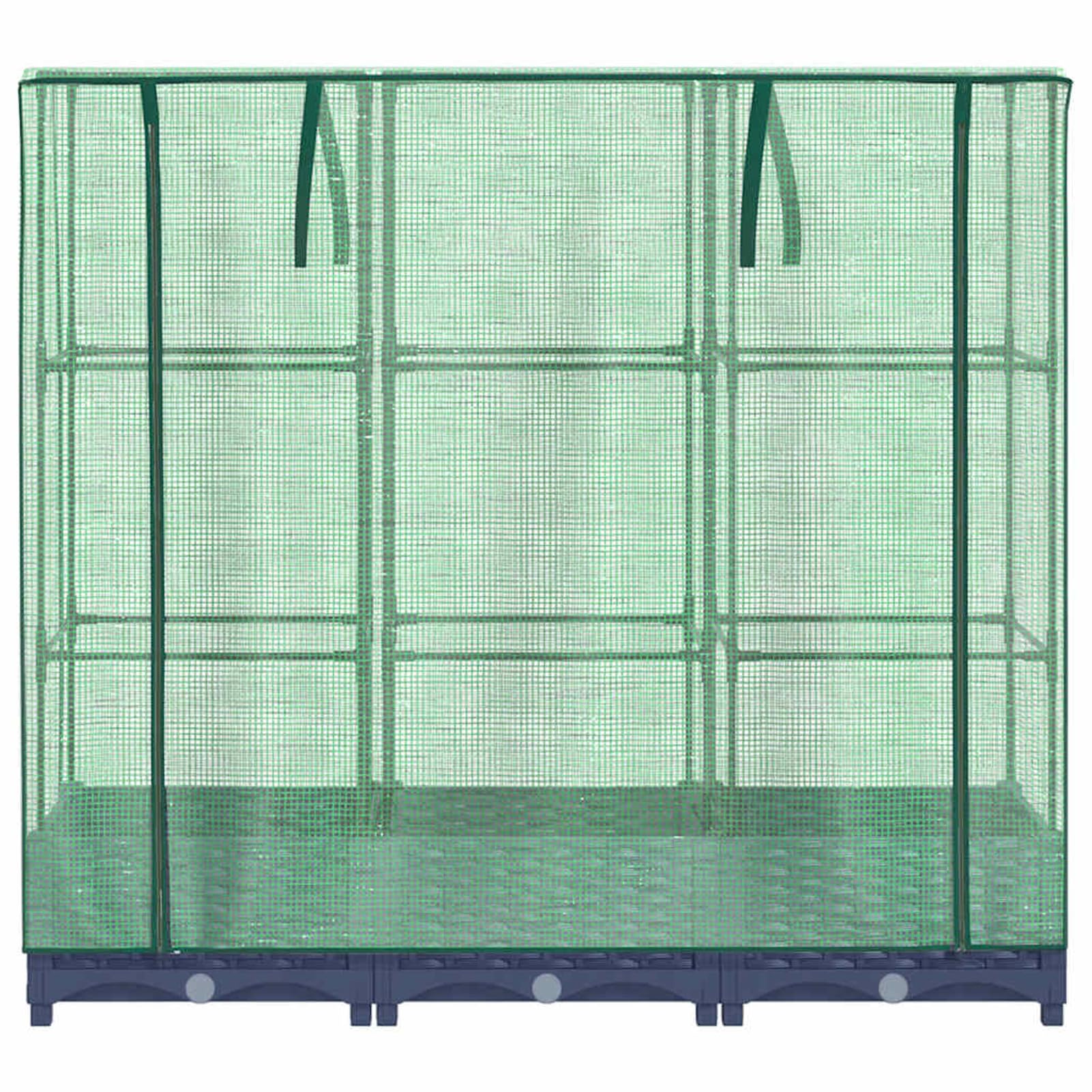 Gecheer Letto rialzato con Serra, Struttura in Ferro e Vasca in Polipropilene 120x40x123 cm Effetto Rattan Verde Grigio Blu, Copertura in polietilene per orto Balcone Giardino Cortile