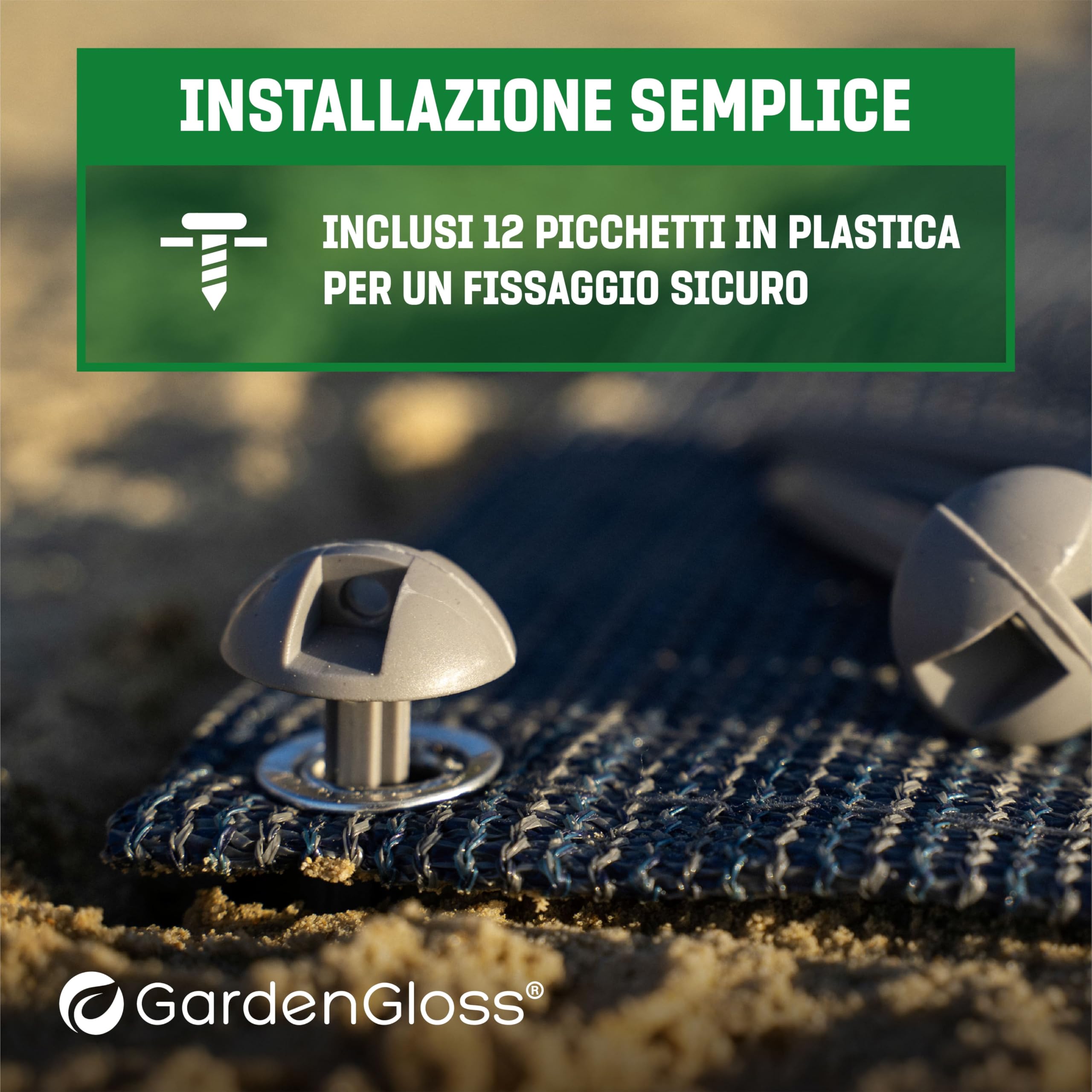 GardenGloss Tappeto da Veranda - Tappeto da Campeggio da Esterno Impermeabile - Tappeto per Tenda con 12 Picchetti e Borsa per Il Trasporto