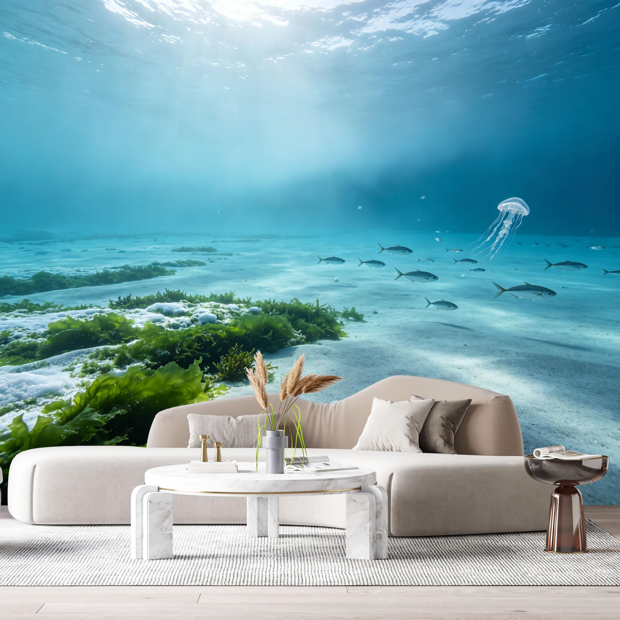 Custom Size Wall Murals Ocean Marine Jellyfish Underwater World 3D SelfAdhesiveWall Fabric Removable Wallpaper Wall Decor for Living Room Bedroom Bathroom