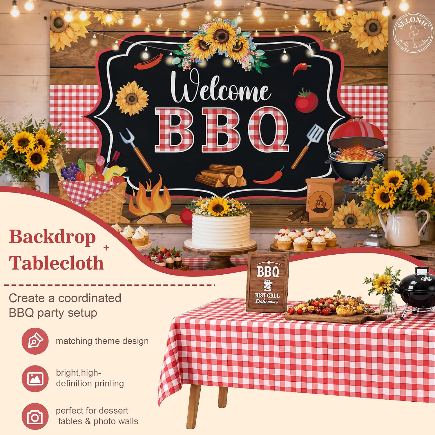 BBQ-Themed Party Decorations Kit, Barbecue Party Supplies Summer BBQ Party Backdrop Balloon Garland Decor, Backyard BBQ Picnic Party Supplies Let’s Grill Party Decorations Outdoor Celebration Kit image 4