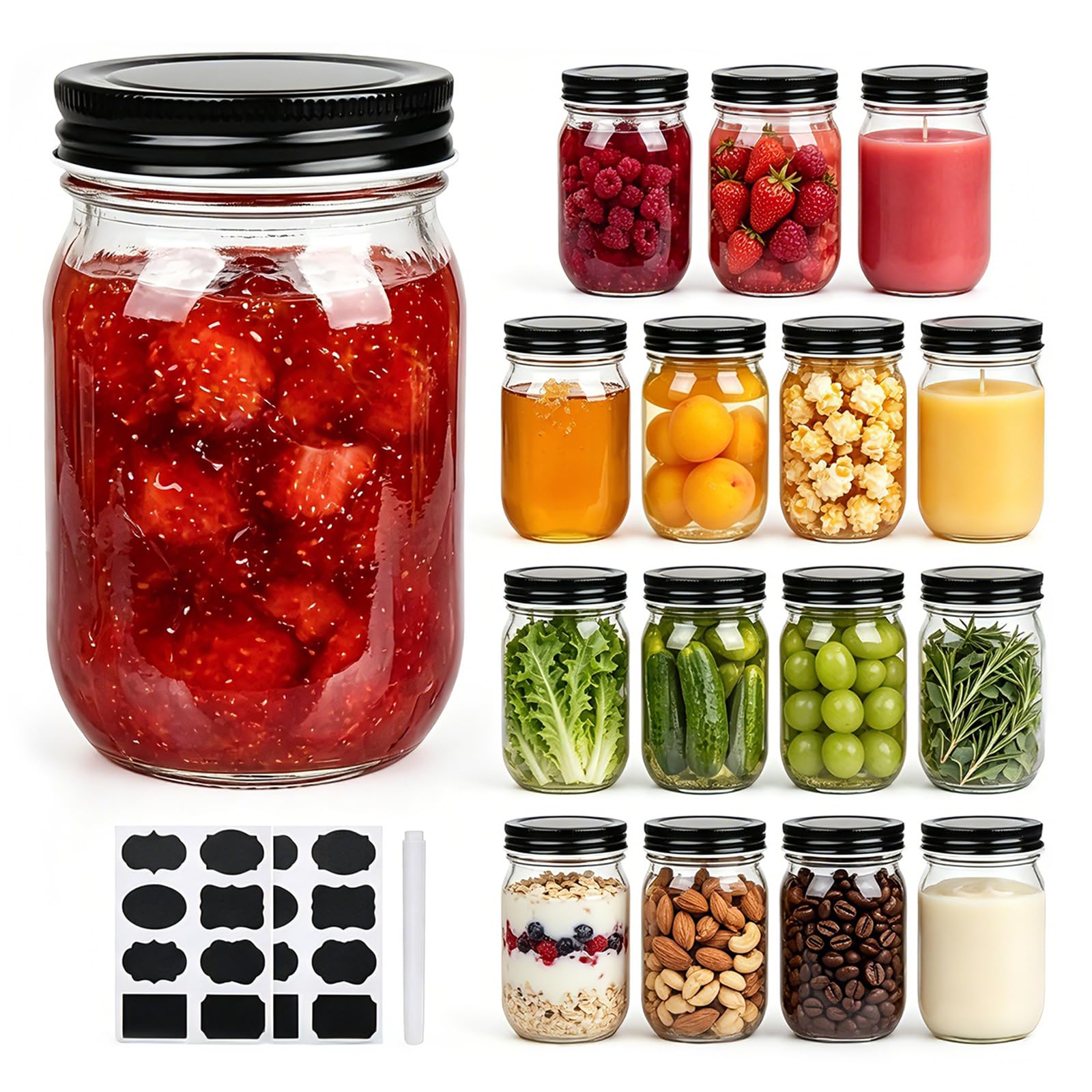 QAPPDA 16 oz Glass Jars