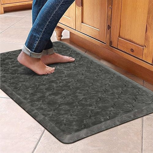 WISELIFE Alfombra y Tapetes de Cocina Acolchados Antifatiga, 17.3"x28", Grueso Antideslizante Impermeable, Tapete de Espuma Resistente para Cocina,