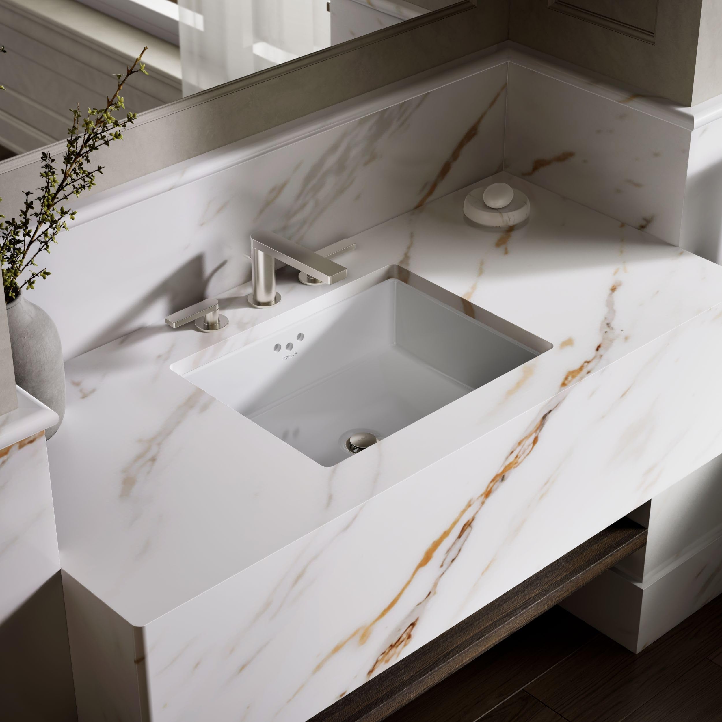 Kohler K-2330-0 Kathryn - Lavabo bajo encimera, color blanco