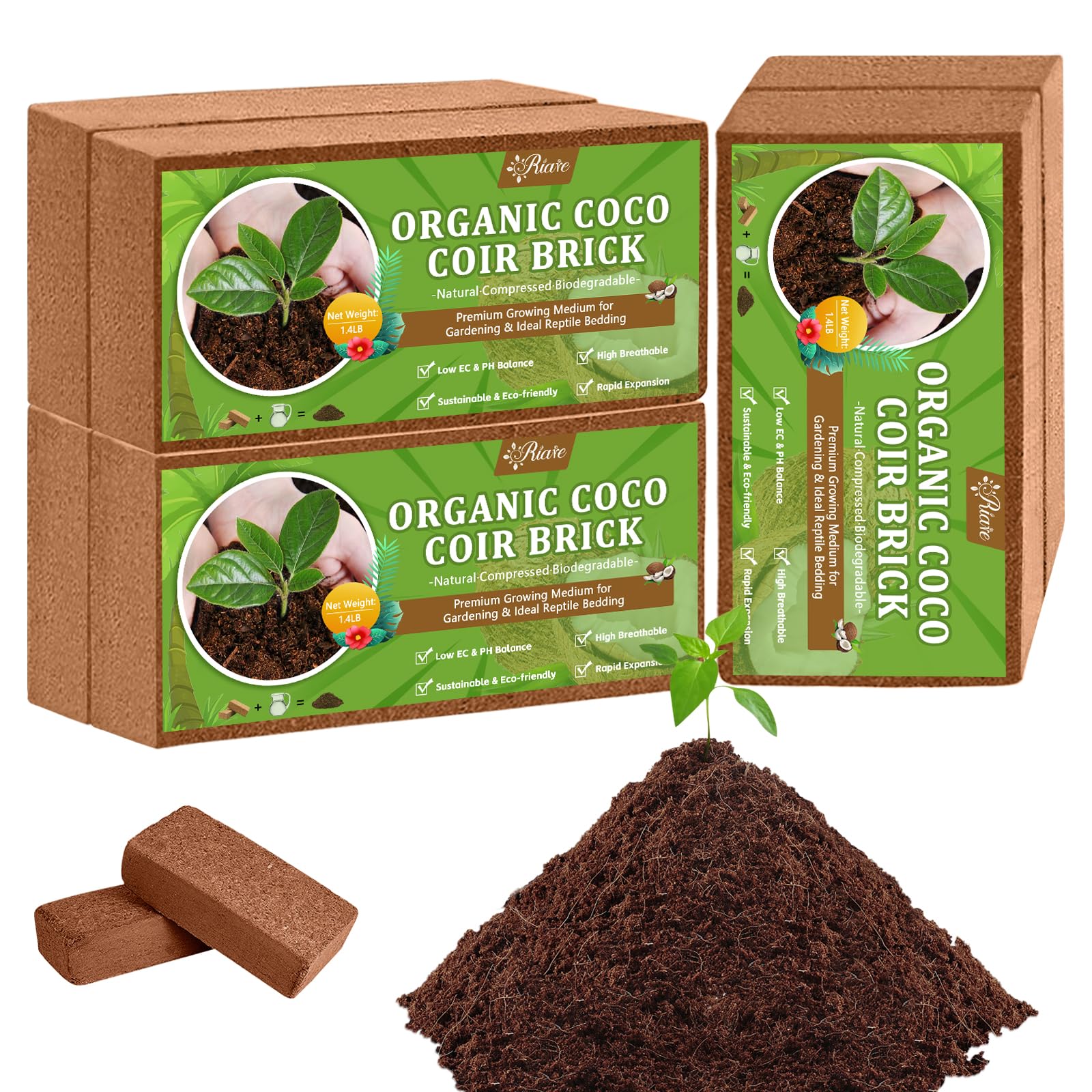 Amazon.com : Riare 6pcs Organic Coco Coir Bricks Soil Blocks- 100