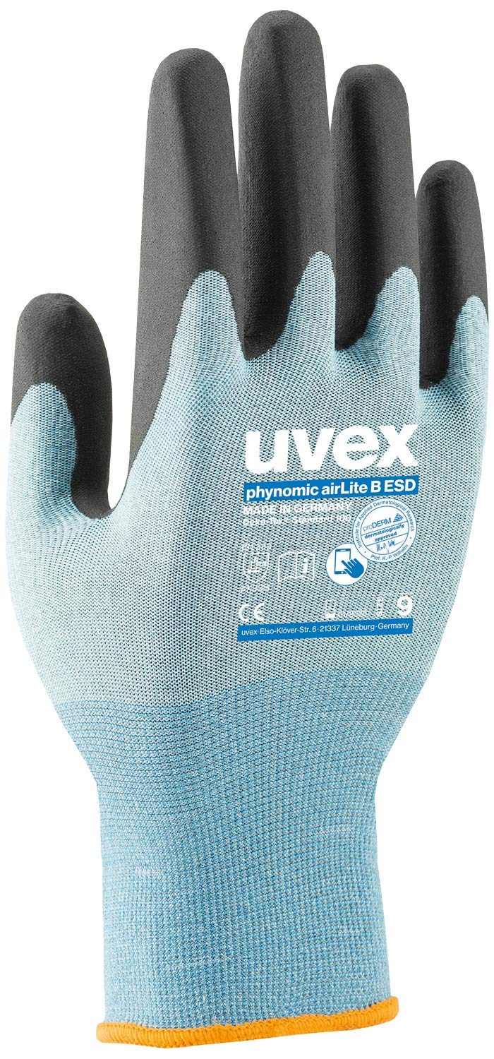 Uvex Handschuhe phynomic airlite B ESD Unisex 12, Blau/Schwarz Baumarkt