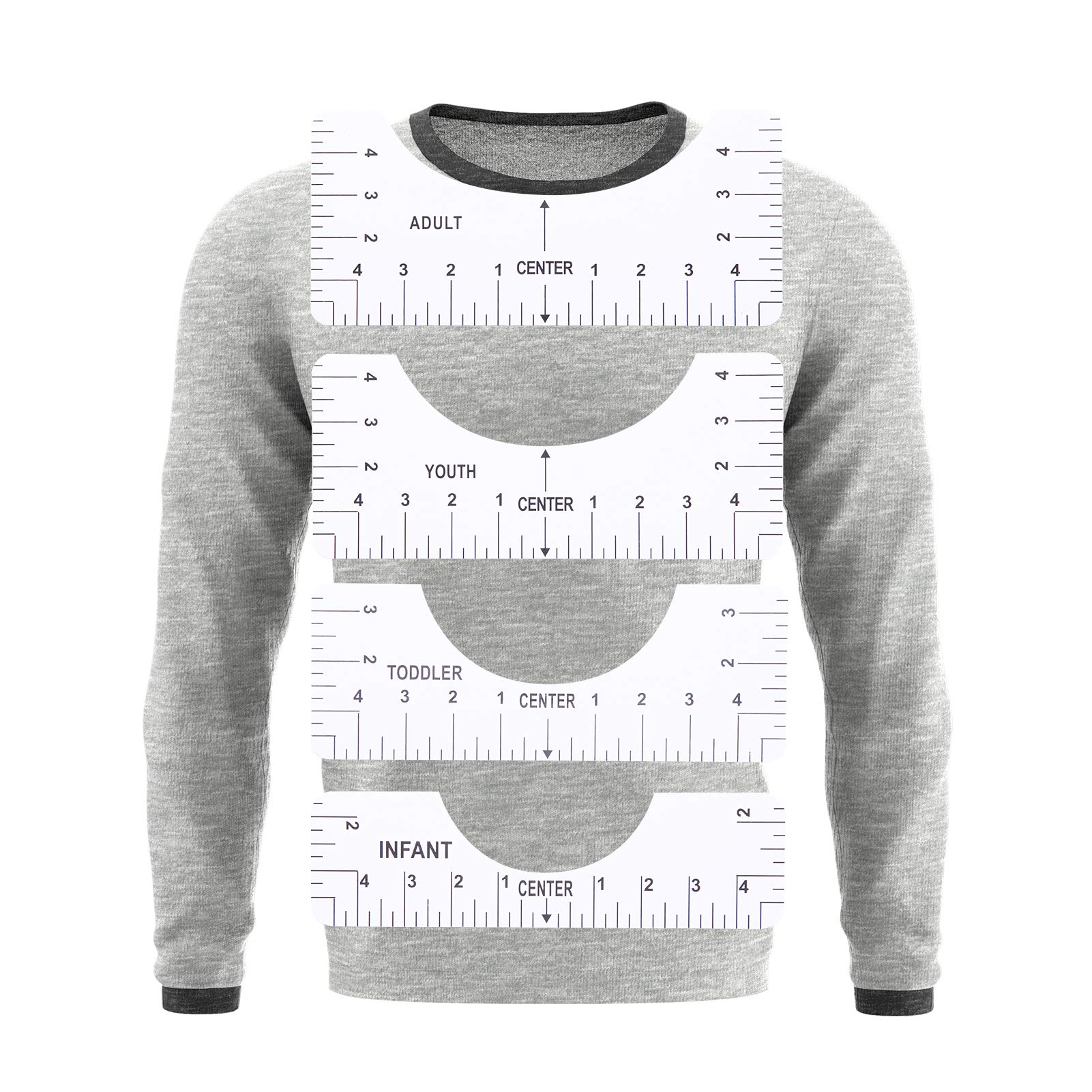 Buy 4Pcs TShirt Ruler Guide Set, TShirt Alignment Ruler Tool for Heat