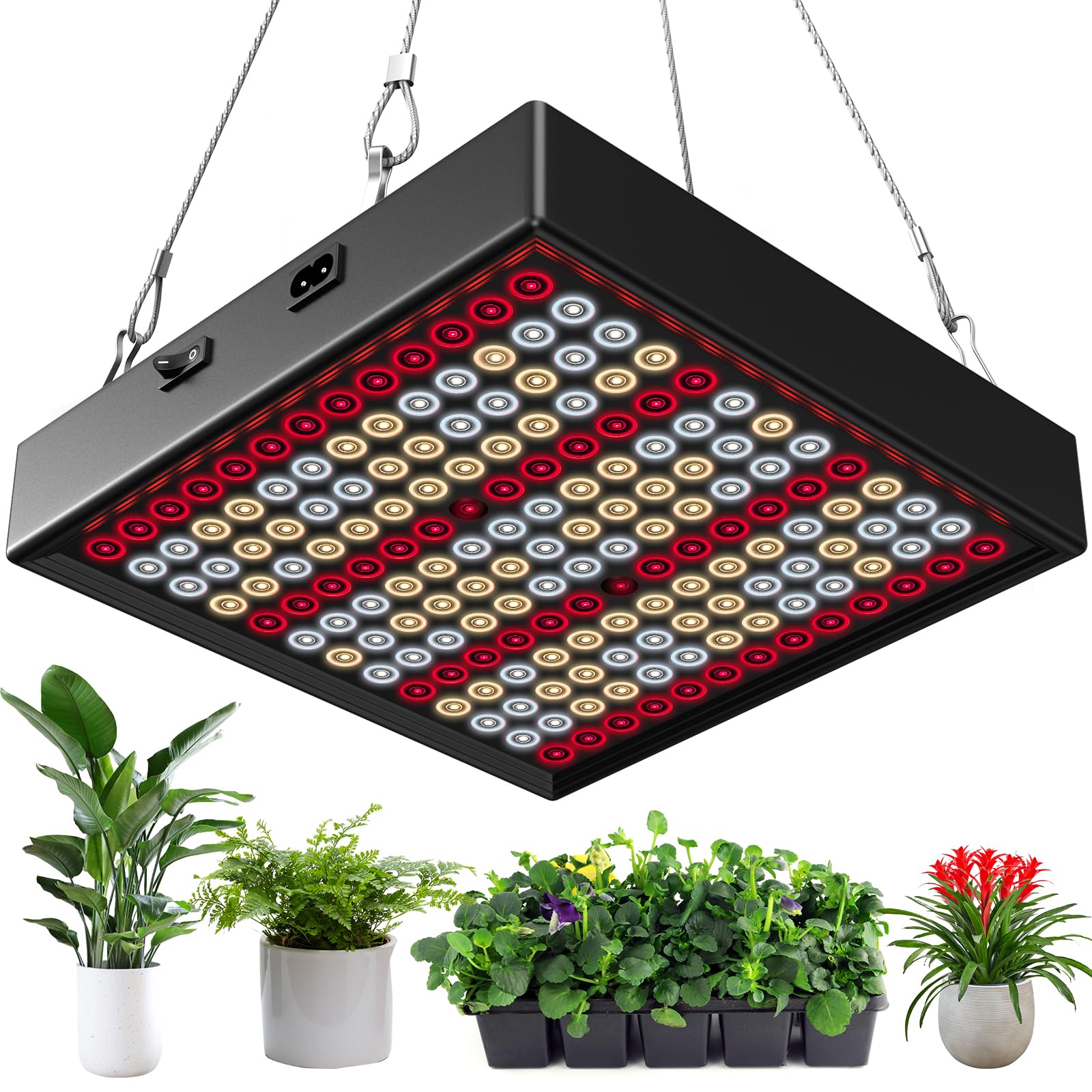200W LED Grow Light, LED Grow Lights for Indoor Plants Full Spectrum, Seed Starting Seedlings Vegetable Pepper Hanging Growing Lamps, LED Grow Light Panel 200 Watt Lamp for Indoor Plants