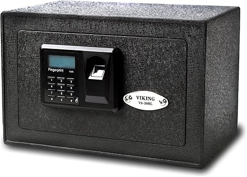 Viking Security Safe VS-20BLX Caja de seguridad biométrica pequeña, caja de seguridad de huella digital