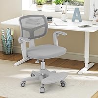 Vista 10 de GLACER Silla de escritorio para niños, silla de estudio giratoria de malla ajustable con ruedas, brazos, silla ergonómica para computadora con Verde