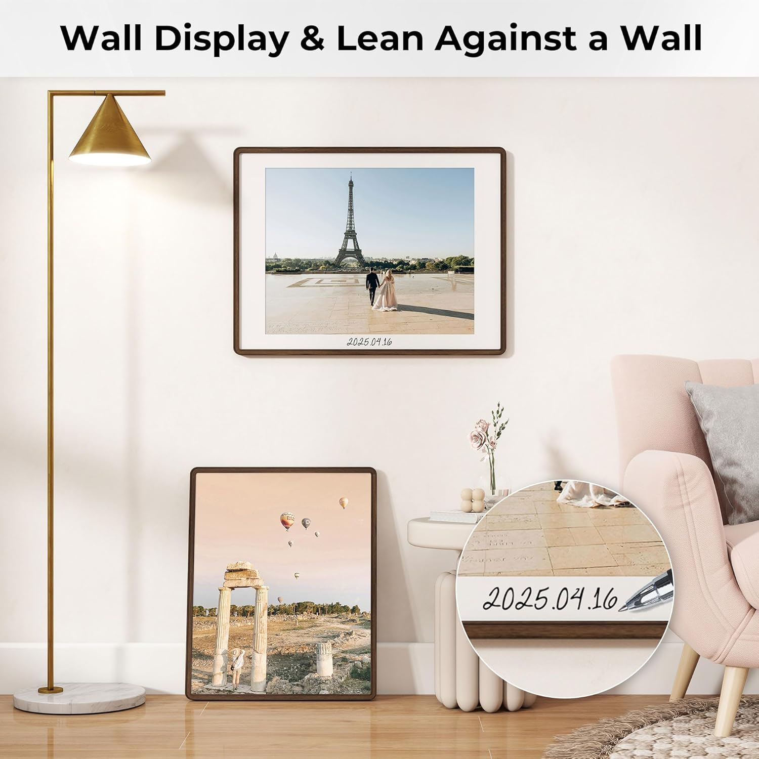 Axeman 8x10 Solid Walnut Wood Picture Frames Matted to 5x7 with Tempered Glass for Wall Hanging & Tabletop Display, Vintage Wooden Photo Frame with Rounded Corners Perfect for Home Decor - Image 5