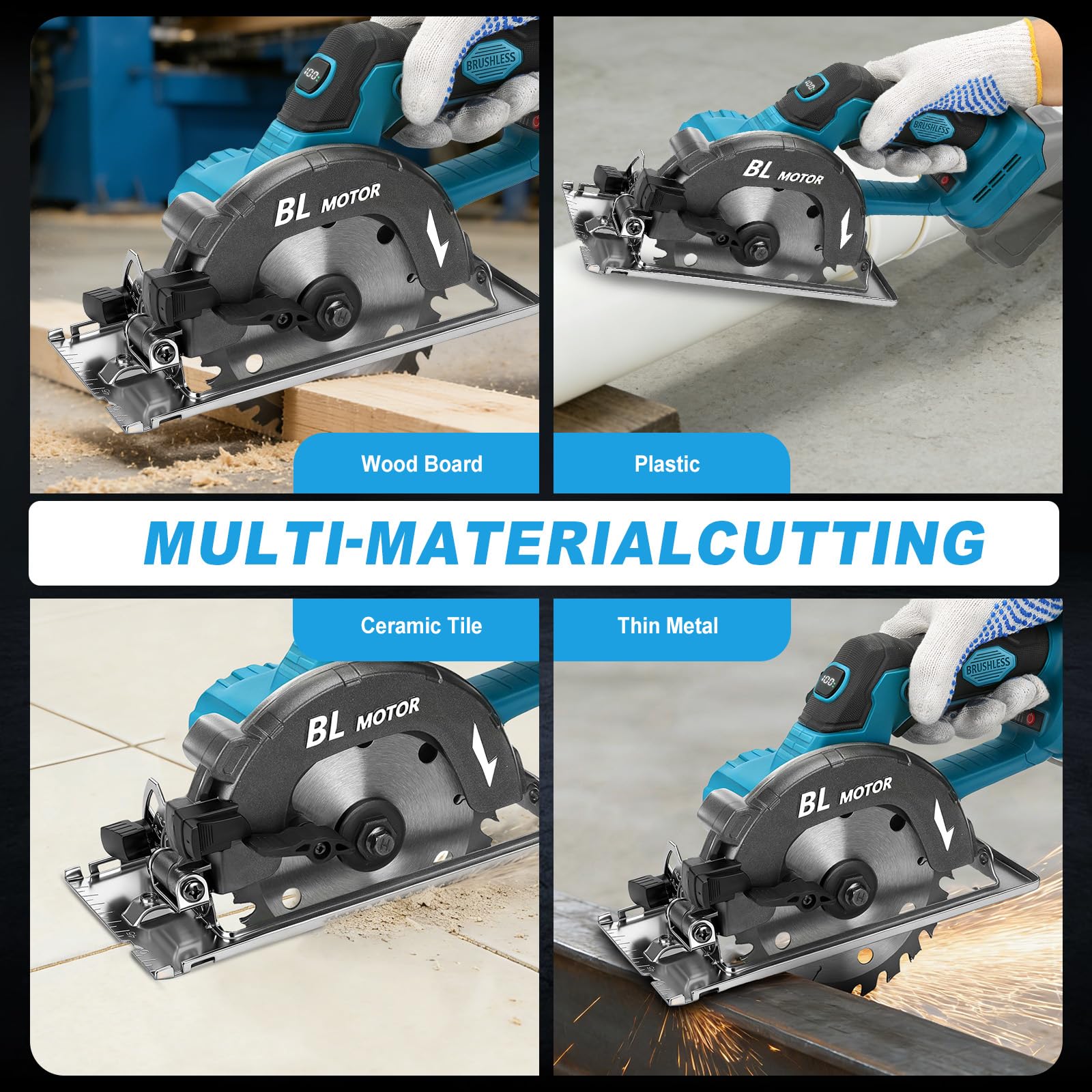 5,5 Zoll Akku Handkreissäge Kompatibel mit Makita 18V Batterie(Ohne Akku), Bürstenlose Motor, Sägeblatt Ø 140mm, 6000RPM, Schnitttiefe 51mm, 0-45°, mit Digitalanzeige, für Holz Kunststoff Weichmetall