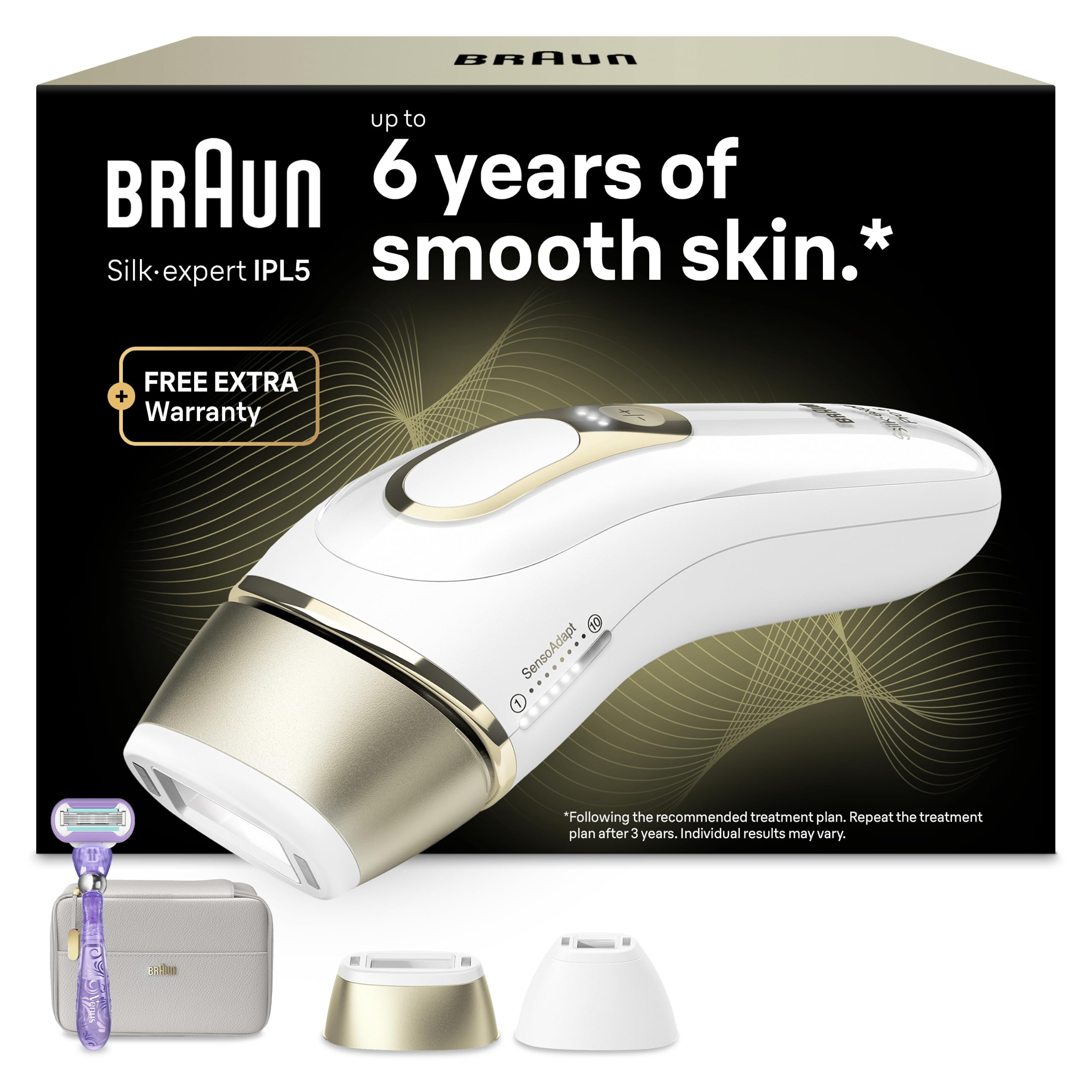 Braun IPL Geräte Haarentfernung Silk·expert Pro 5, PL5157, Weiß/Gold