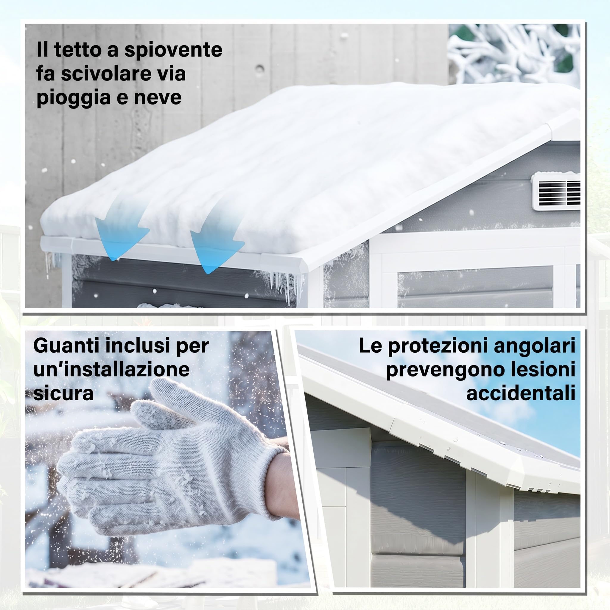 Outsunny Casetta da Giardino Porta Attrezzi in Finitura Effetto Legno Graffiato con Pavimento, 2.12m² Capanno da Giardino con Doppia Porte e Serratura, Tetto Inclinato, 183x134x210 cm, Grigio