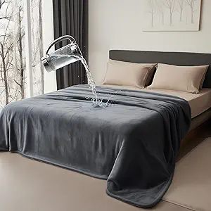 Waterproof Blanket for Bed, Spill-Proof, Stain Proof, Water Proof & Mess-Free Cozy Flannel Splash Blanket (Moon Grey & Starlit Grey, 60x80
