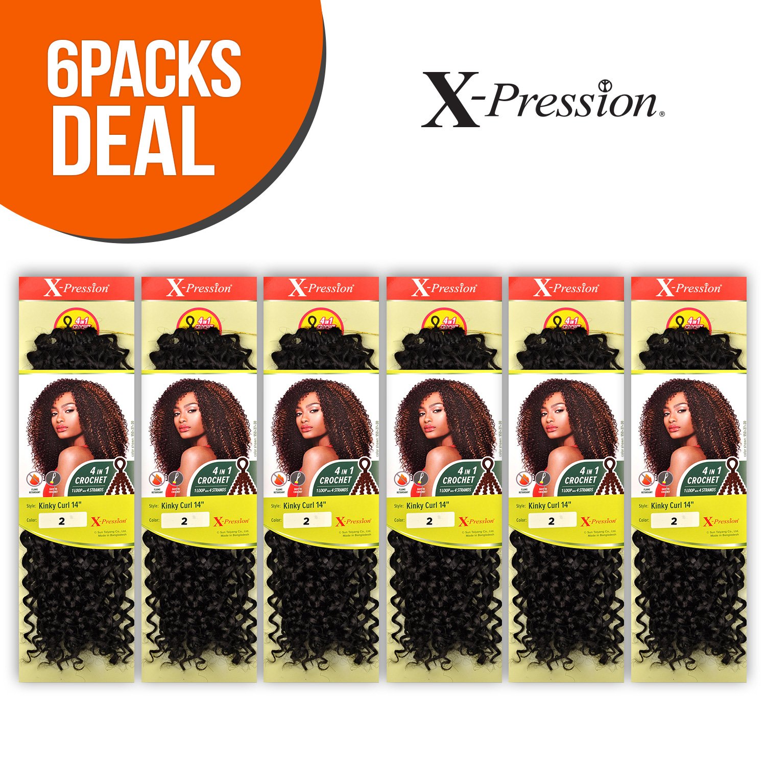Amazon.com : Outre Synthetic Hair Crochet Braids X-Pression Braid 4 In 1  Loop Kinky Curl 14" (6-Pack, 4) : Beauty & Personal Care