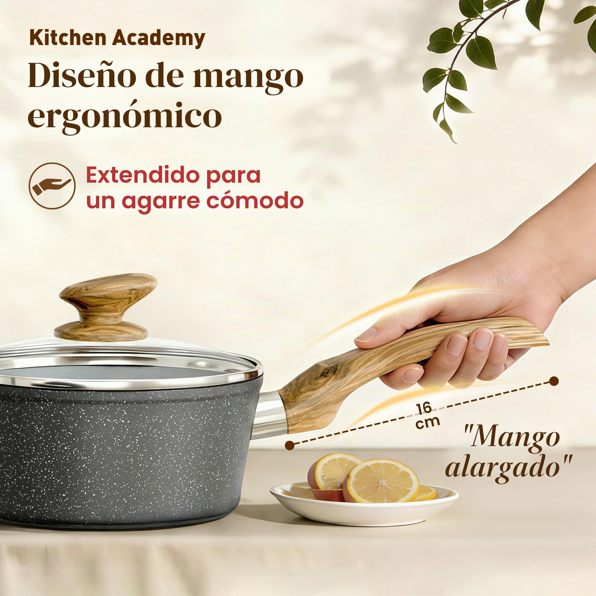 Kitchen Academy Juego de utensilios de cocina de inducción, juego de sartenes y sartenes antiadherentes de granito de 12 piezas, color gris