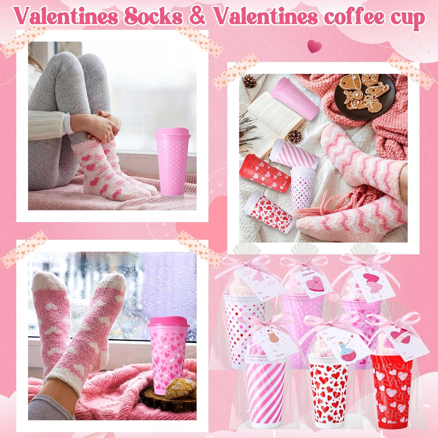 Cutecrop Nurses' Day Teachers' Day 16 oz Coffee Cup Fuzzy Socks Set with Cards for DIY Women Nurses Teachers Gifts