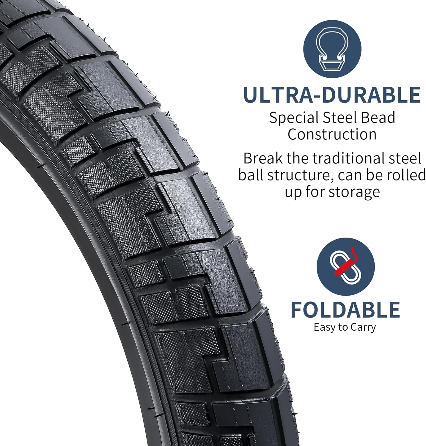 YUNSCM 2-PCS 20" Bike Tires 20x2.40/60-406 Compatible with Road Bike 20x2.35 20 x 2.4 Bicycle Tires(Y-1222)