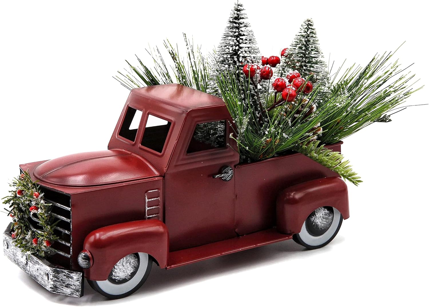 HOI Vintage Red Truck Christmas Decor, 12 Inches Rustic Farmhouse Metal