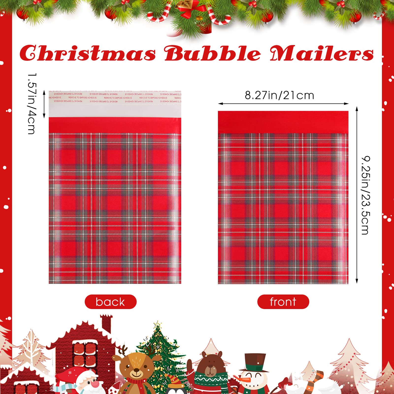 25 Stück Weihnachts-Poly-Luftpolster-Versandtaschen, 21,6 x 24,9 cm, gepolsterte Umschläge, selbstklebende Versandtaschen, Luftpolstertaschen, Versandtaschen, Luftpolstertaschen, verschiedene Stile