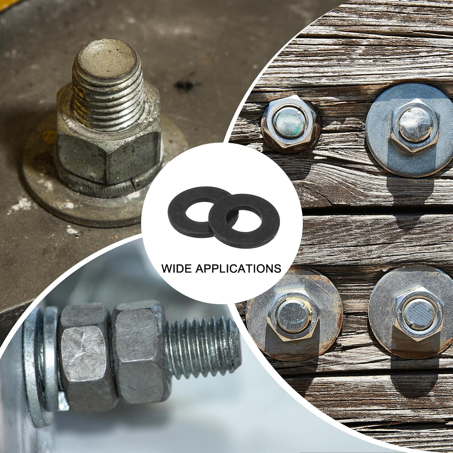 uxcell 100Pcs M4 Flat Washer, Carbon Steel 4.3mm ID x 12mm OD x 1mm Thick for Bolt Screw, Factories Repair, Kitchens, Shops, and Outdoor Construction, Black