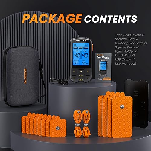 Miniatura 7 de Unidad TENS 3 en 1 con 32 modos, estimulador muscular EMS de doble canal con 40 intensidades para terapia gradual de alivio del dolor, masajeador de