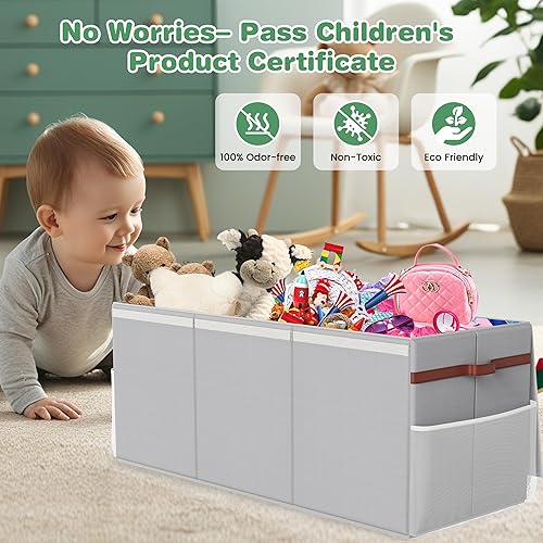 Miniatura 3 de Caja de juguetes extra grande y resistente, 40 x 16 x 14 pulgadas, contenedores de almacenamiento de animales de peluche con tapas, contenedores